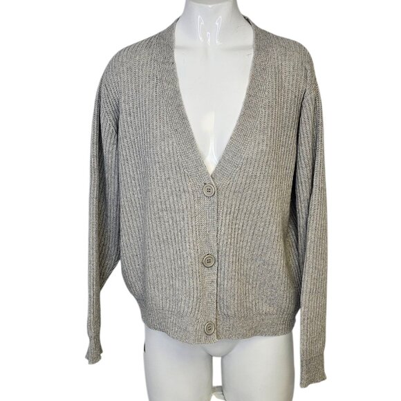Bartolini Womens Button Front Cashmere Blend V-Neck, Knit Cardigan, Grey, Size M - Picture 1 of 6